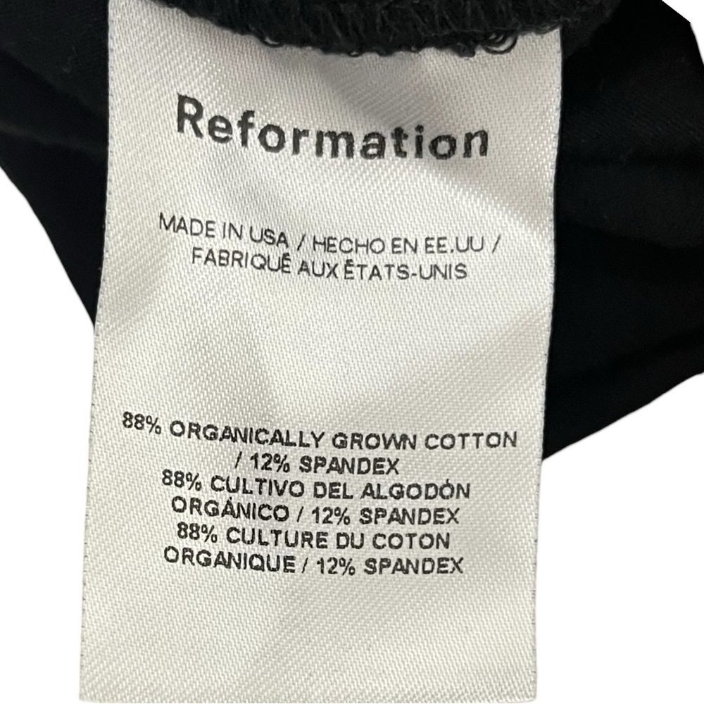 Reformation Alden Mini Dress Size Medium Black Ruched Organic Cotton Sleeveless - Picture 9 of 10